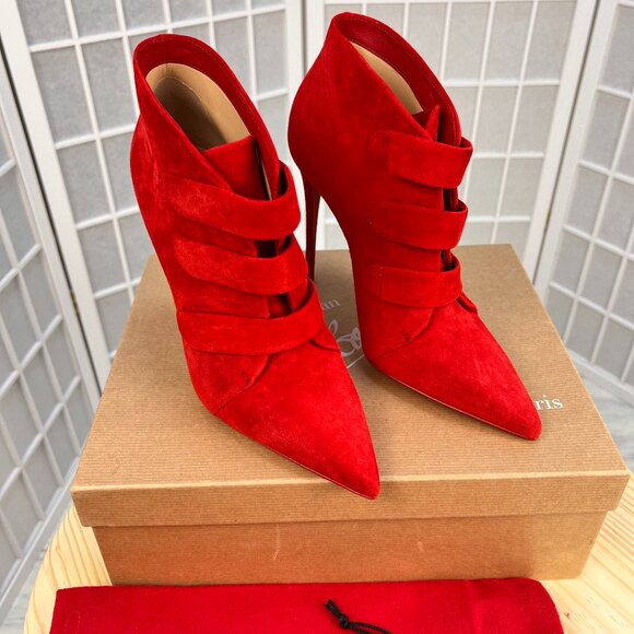 TRINIBOOT CHRISTIAN LOUBOUTIN BOOTS RED Size 38 EUR (Size 8 US) - Picture 2 of 16